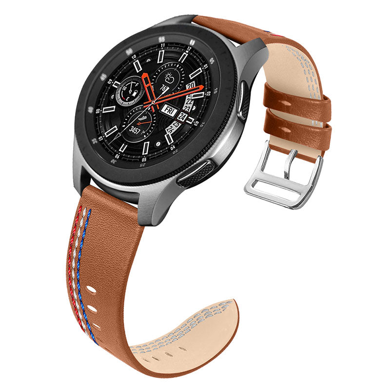 Top Layer Cowhide Genuine Leather Stitching Design Watch Band Strap for Samsung Galaxy Watch3 45mm Watch 46mm Top Layer Cowhide Genuine Leather Stitching Design Watch Band Strap for Samsung Galaxy Watch3 45mm Watch 46mm
